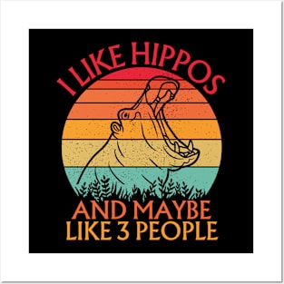 I Like Hippos And Maybe Like 3 People Posters and Art